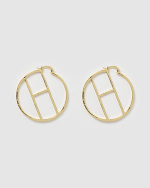 Izoa Alphabet Letter H Hoop Earrings