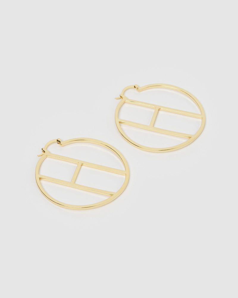 Izoa Alphabet Letter H Hoop Earrings