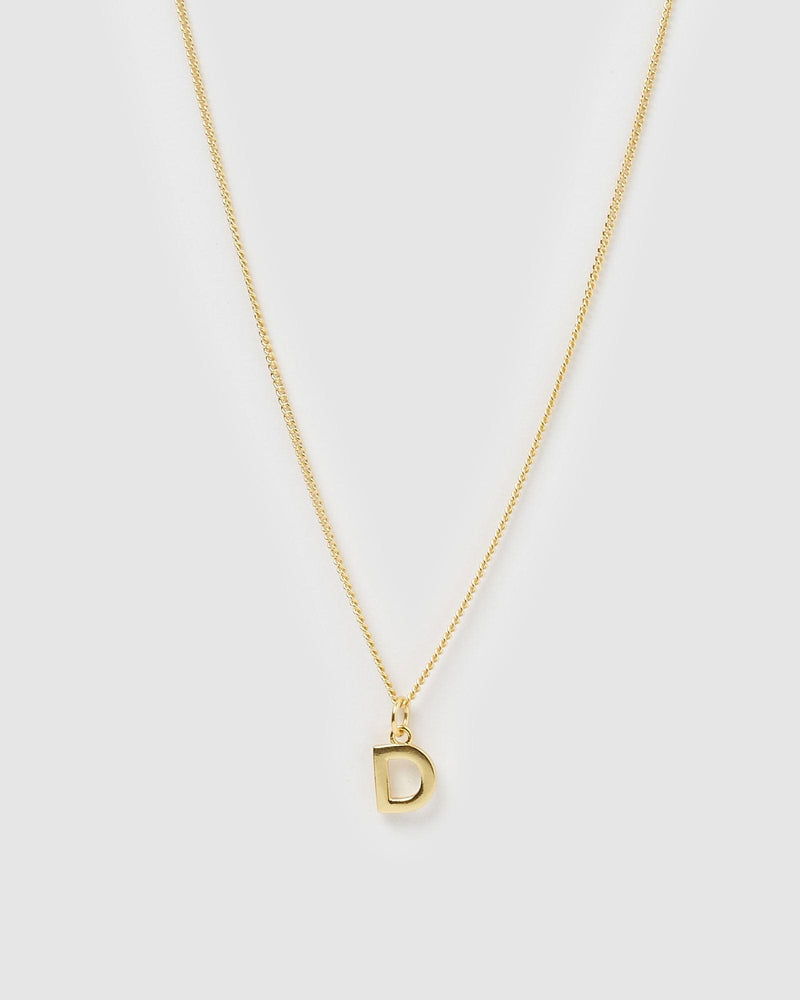 Izoa Alphabet Letter D Necklace Gold