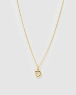 Izoa Alphabet Letter D Necklace Gold