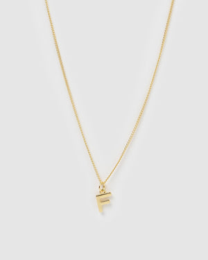 Izoa Alphabet Letter F Necklace Gold