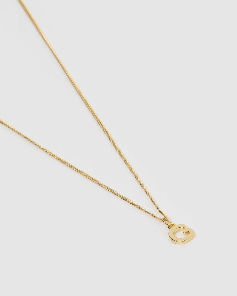 Izoa Alphabet Letter G Necklace Gold