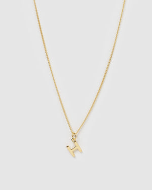 Izoa Alphabet Letter H Necklace Gold