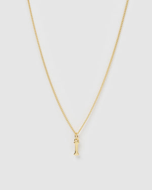 Izoa Alphabet Letter I Necklace Gold