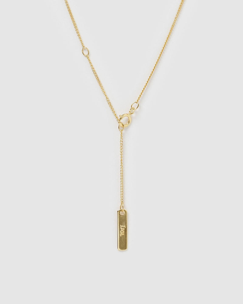 Izoa Alphabet Letter I Necklace Gold