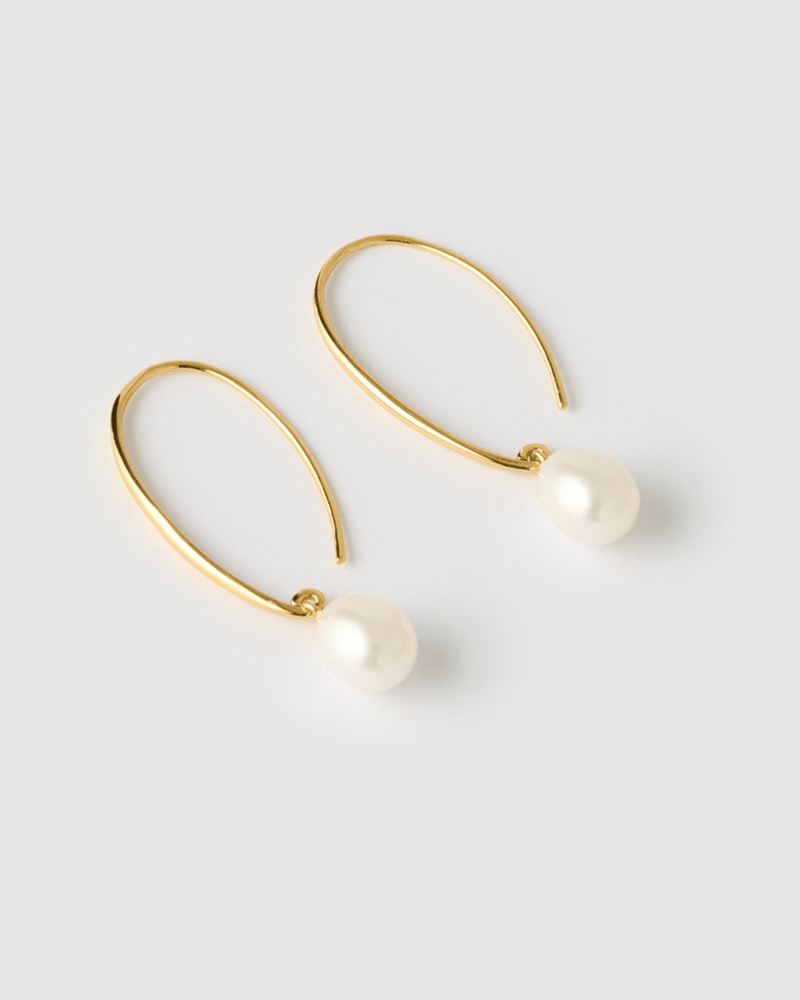 Izoa Lila Earrings Gold Freshwater Pearl