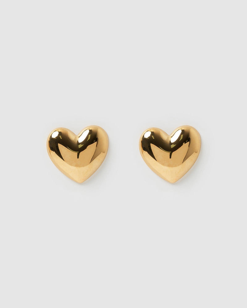 Izoa Maggie Heart Stud Earrings Gold