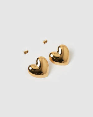 Izoa Maggie Heart Stud Earrings Gold