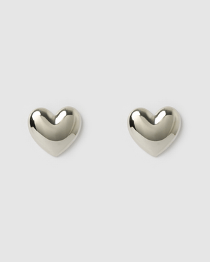 Izoa Maggie Heart Stud Earrings Silver