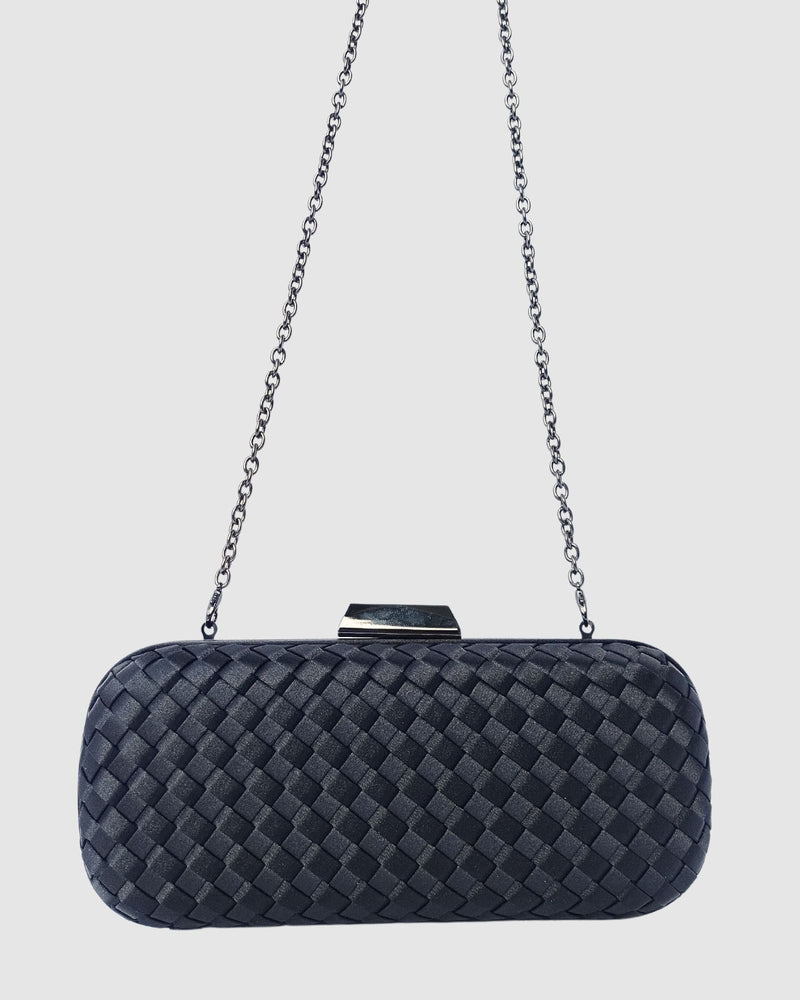 Izoa May Woven Clutch Black