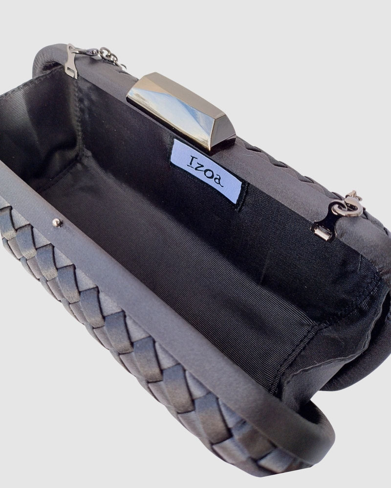 Izoa May Woven Clutch Black