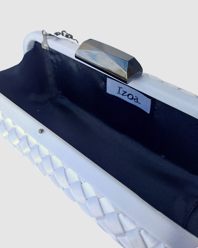 Izoa May Woven Clutch White