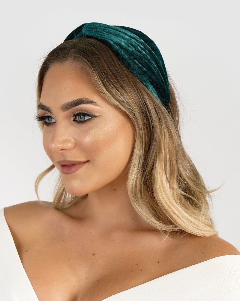 Izoa Melbourne Velvet Headband Green