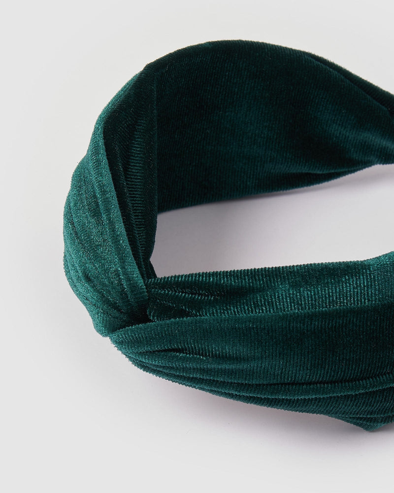 Izoa Melbourne Velvet Headband Green