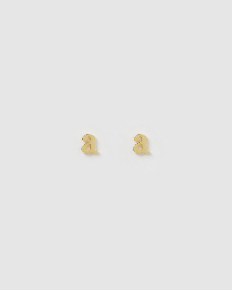 Izoa Little Letter A Stud Earrings Gold