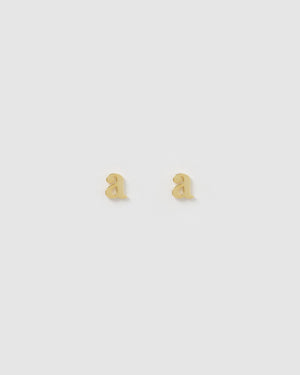 Izoa Little Letter A Stud Earrings Gold