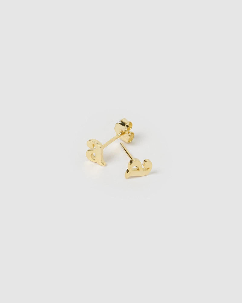 Izoa Little Letter A Stud Earrings Gold