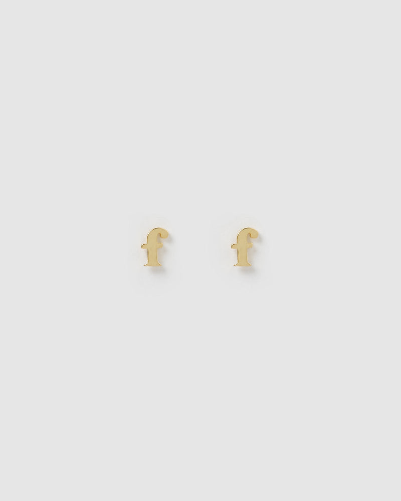 Izoa Little Letter F Stud Earrings Gold