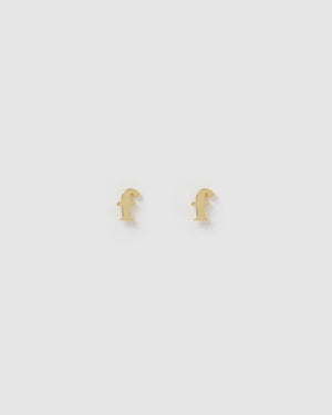 Izoa Little Letter F Stud Earrings Gold