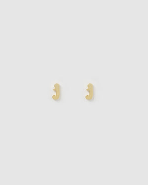 Izoa Little Letter J Stud Earrings Gold