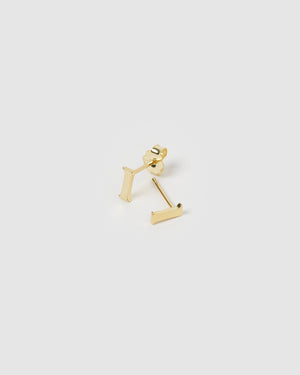 Izoa Little Letter L Stud Earrings Gold