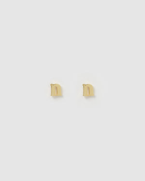 Izoa Little Letter N Stud Earrings Gold