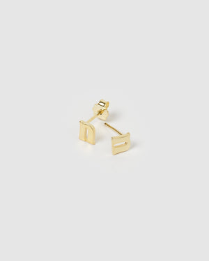 Izoa Little Letter N Stud Earrings Gold