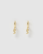 Izoa Number 5 Huggie Earrings Gold