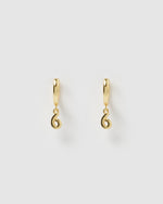 Izoa Number 6 Huggie Earrings Gold