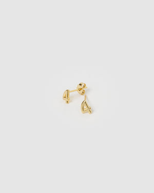 Izoa Number 4 Stud Earrings Gold