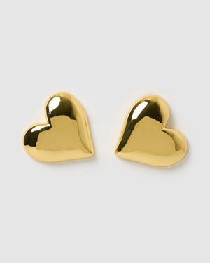 Izoa Nyx Heart Stud Earrings Gold