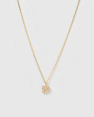 Izoa Pearl Letter D Necklace Gold