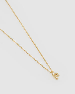 Izoa Pearl Letter F Necklace Gold