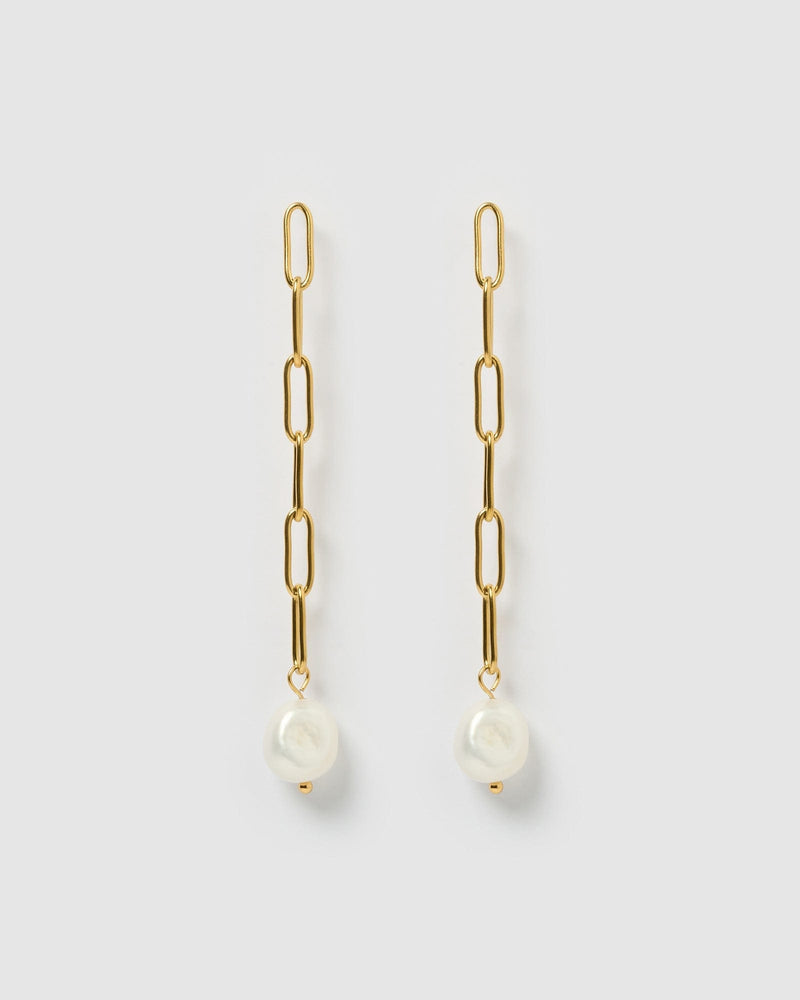 Izoa Priscilla Earrings Gold Freshwater Pearl