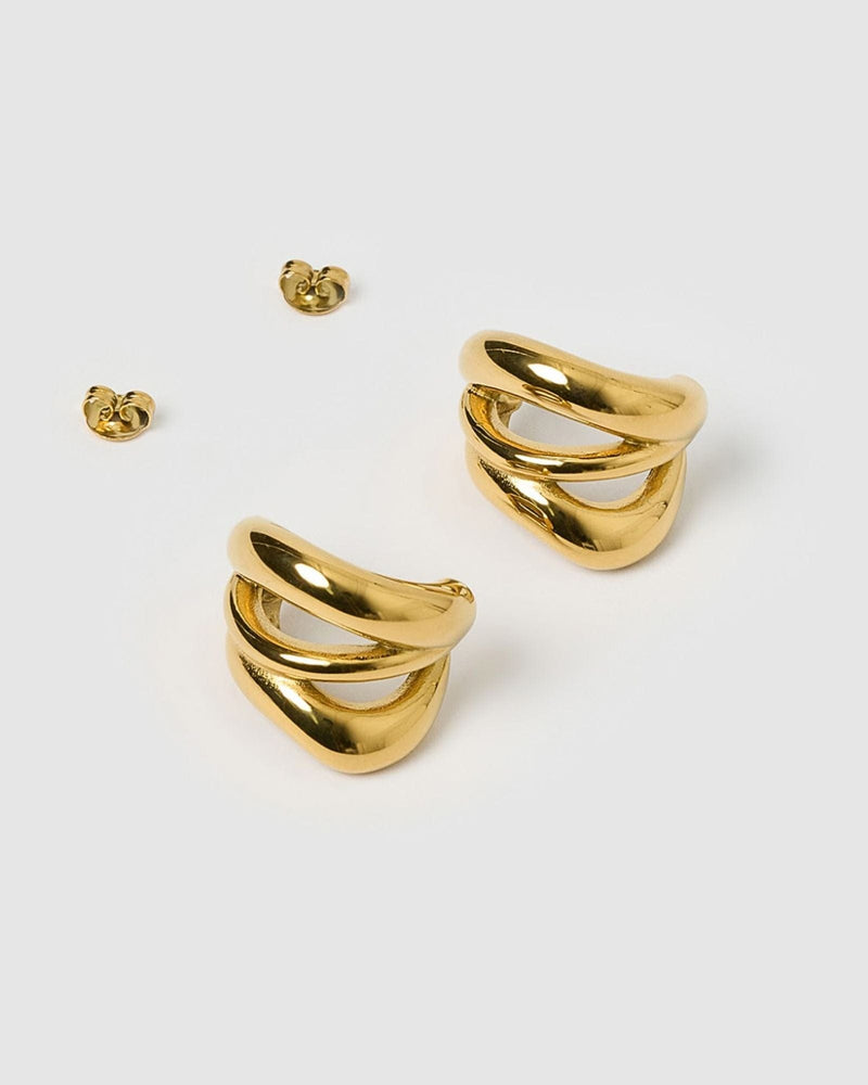 Izoa Quinn Hoop Earrings Gold