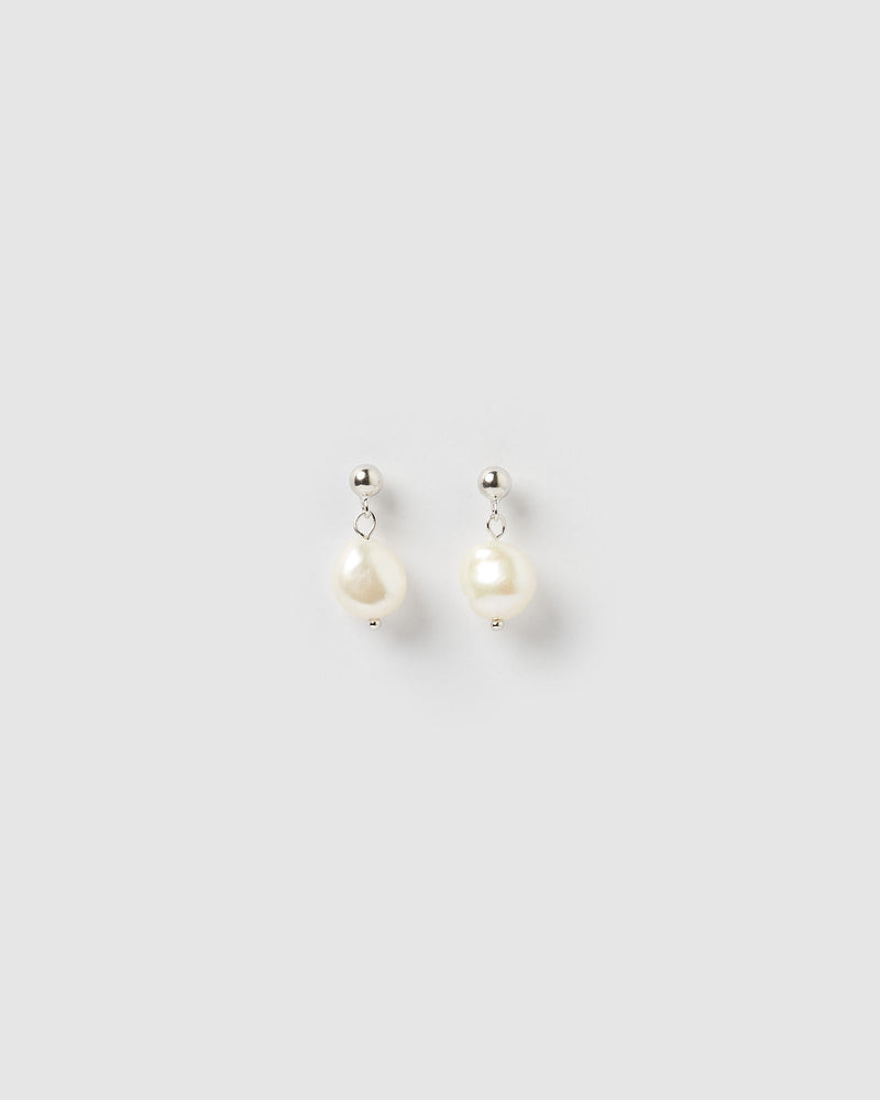 Izoa Rain Drop Earrings Silver Freshwater Pearl