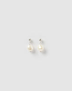 Izoa Rain Drop Earrings Silver Freshwater Pearl