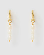 Izoa Sadie Drop Earrings Gold Freshwater Pearl