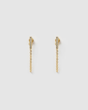 Izoa Sandra Drop Stud Earrings Gold