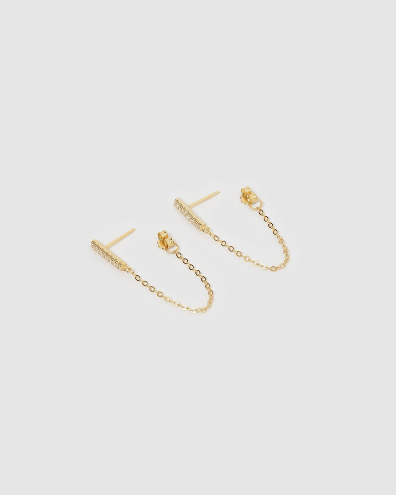 Izoa Sandra Drop Stud Earrings Gold