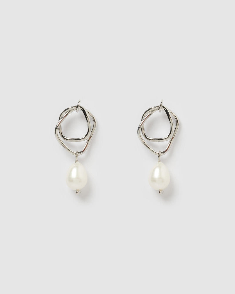 Izoa Serenity Earrings Silver Freshwater Pearl