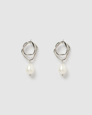 Izoa Serenity Earrings Silver Freshwater Pearl