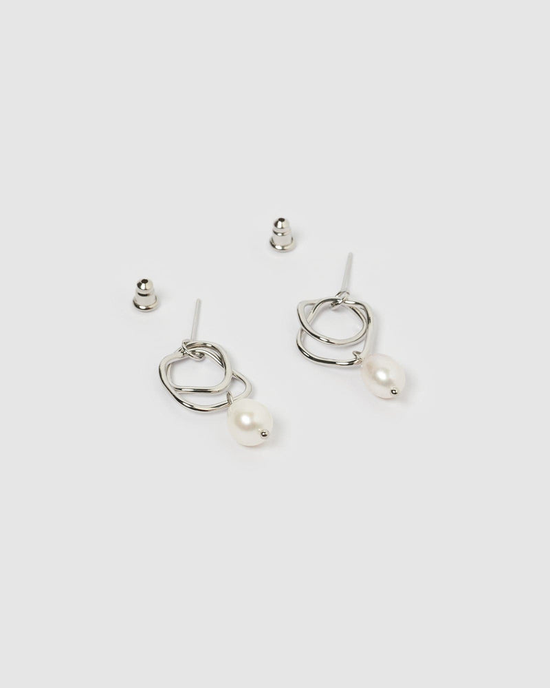 Izoa Serenity Earrings Silver Freshwater Pearl