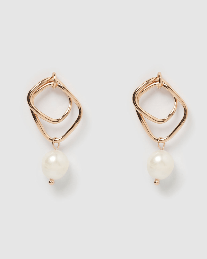 Izoa Serenity Earrings Rose Gold Freshwater Pearl