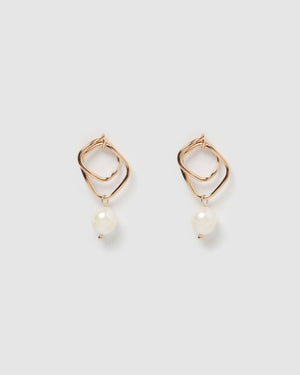 Izoa Serenity Earrings Rose Gold Freshwater Pearl