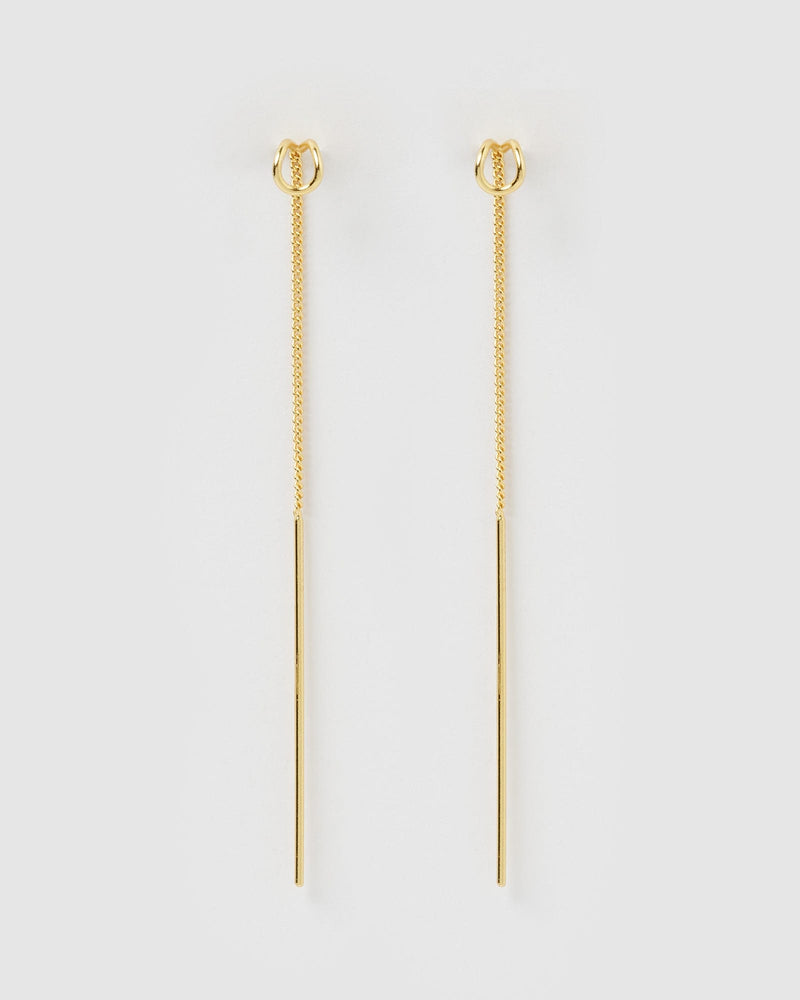 Izoa Sienna Thread Earrings Gold