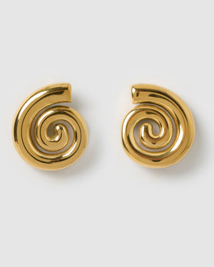 Izoa Spiral Stud Earrings Gold