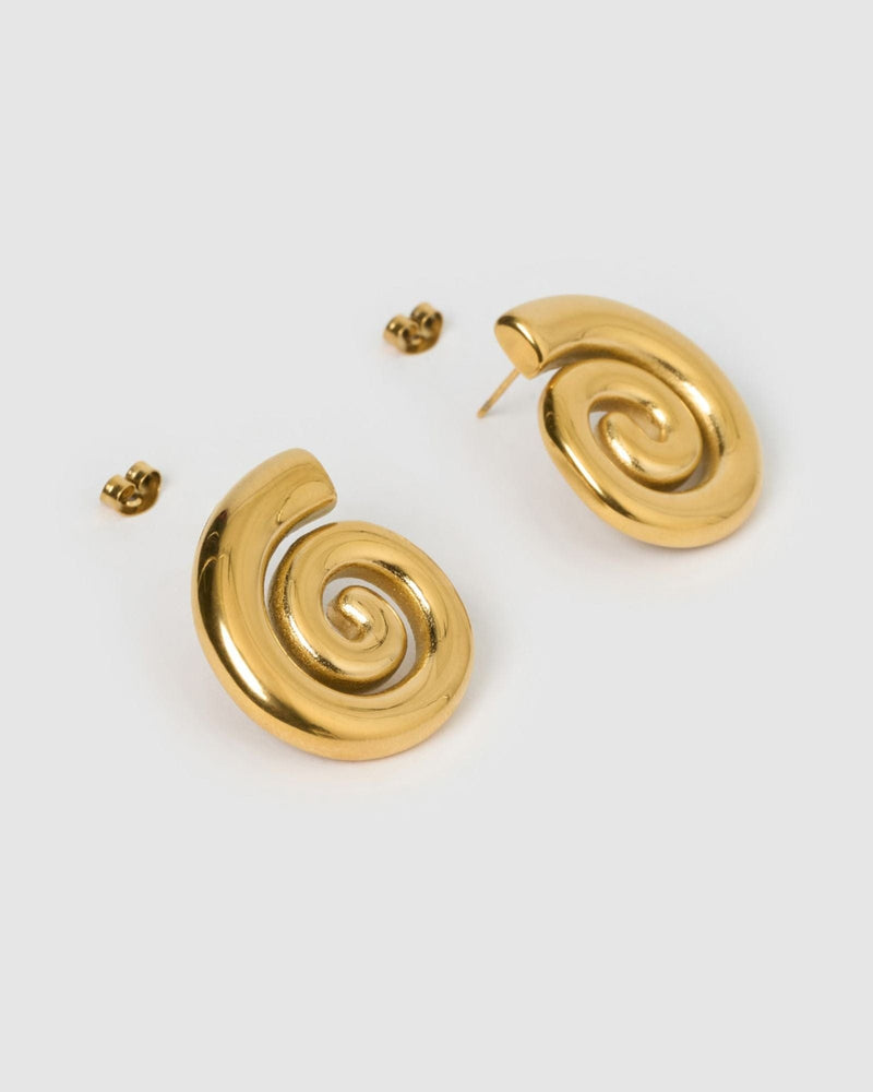 Izoa Spiral Stud Earrings Gold