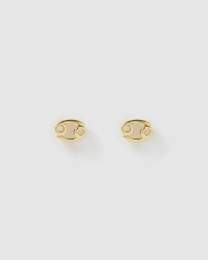 Izoa Cancer Star Sign Symbol Stud Gold