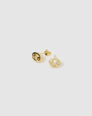 Izoa Cancer Star Sign Symbol Stud Gold